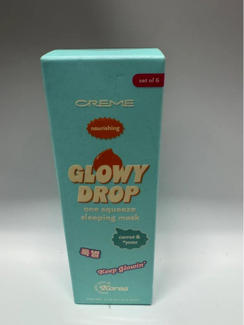 The Crème Shop Glowy Drop Sleeping Mask Carrot & Yuzu Set of 6 Korean Skincare